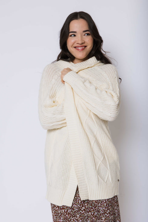 Olivia-Hooded Cable Cardigan